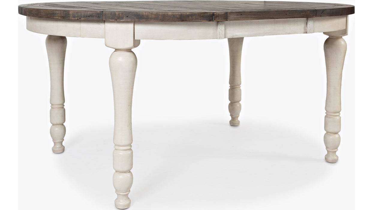 Jofran Madison County Round to Oval Dining Table in Vintage White