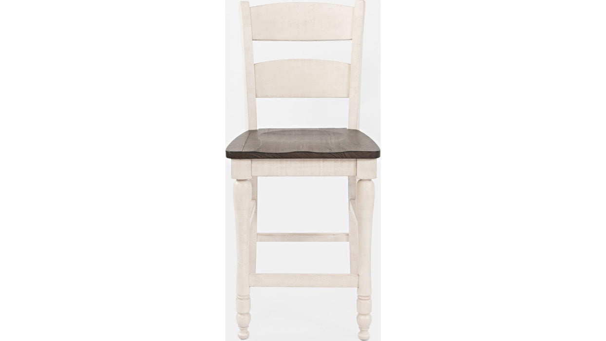 Jofran Madison County Ladderback Counter Stool in Vintage White (Set of 2)