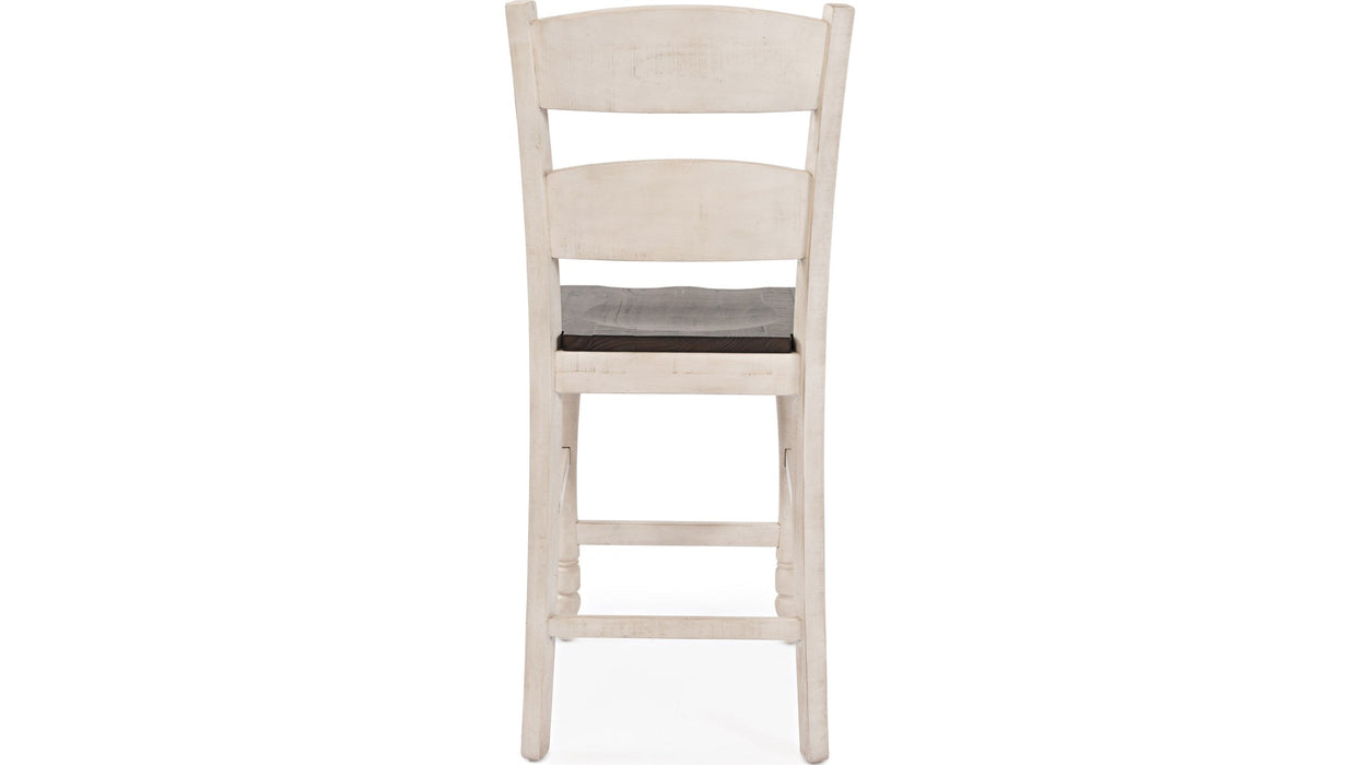 Jofran Madison County Ladderback Counter Stool in Vintage White (Set of 2)