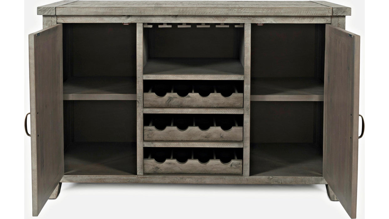 Jofran Outer Banks Server with Bottle and Glass Storage in Gray