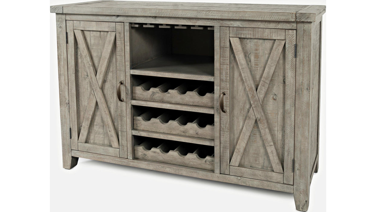 Jofran Outer Banks Server with Bottle and Glass Storage in Gray