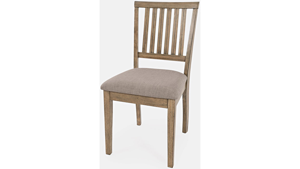 Jofran Prescott Park Slatback Chair in Taupe/Weathered Oak (Set of 2)