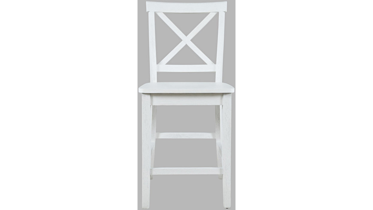 Jofran Eastern Tides X Back Counter Stool in Blanc (Set of 2)