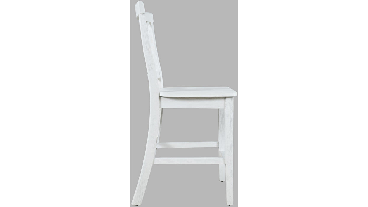 Jofran Eastern Tides X Back Counter Stool in Blanc (Set of 2)