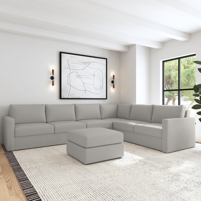 Flex 6-Seat Sectional with Standard Arm and Ottoman - Dow Furniture (ME)