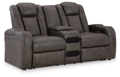 Fyne-Dyme Power Reclining Loveseat with Console - Dow Furniture (ME)
