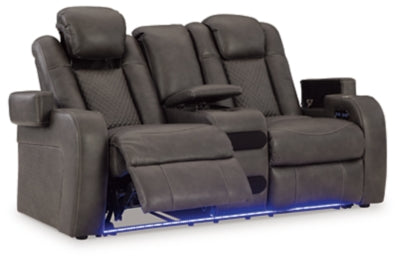 Fyne-Dyme Power Reclining Loveseat with Console - Dow Furniture (ME)