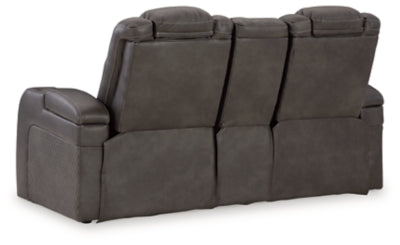 Fyne-Dyme Power Reclining Loveseat with Console - Dow Furniture (ME)