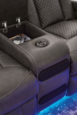 Fyne-Dyme Power Reclining Loveseat with Console - Dow Furniture (ME)