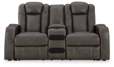 Fyne-Dyme Power Reclining Loveseat with Console - Dow Furniture (ME)