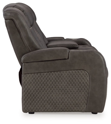 Fyne-Dyme Power Reclining Loveseat with Console - Dow Furniture (ME)