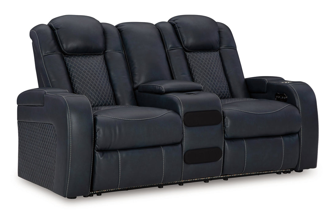 Fyne-Dyme Power Reclining Loveseat with Console - Dow Furniture (ME)