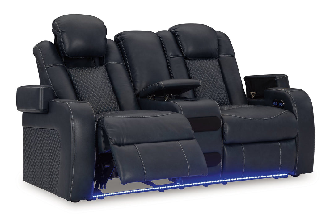 Fyne-Dyme Power Reclining Loveseat with Console - Dow Furniture (ME)