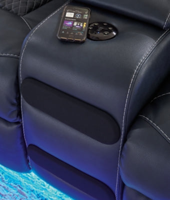 Fyne-Dyme Power Reclining Loveseat with Console - Dow Furniture (ME)
