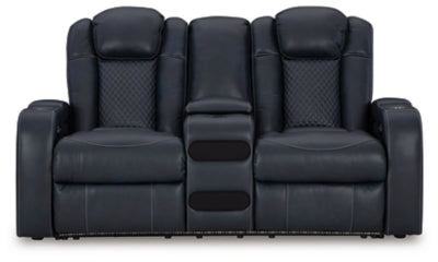 Fyne-Dyme Power Reclining Loveseat with Console - Dow Furniture (ME)