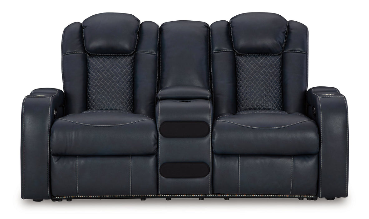 Fyne-Dyme Power Reclining Loveseat with Console - Dow Furniture (ME)
