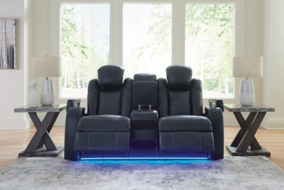 Fyne-Dyme Power Reclining Loveseat with Console - Dow Furniture (ME)