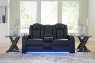 Fyne-Dyme Power Reclining Loveseat with Console - Dow Furniture (ME)