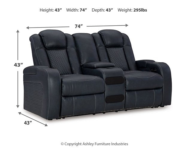 Fyne-Dyme Power Reclining Loveseat with Console - Dow Furniture (ME)