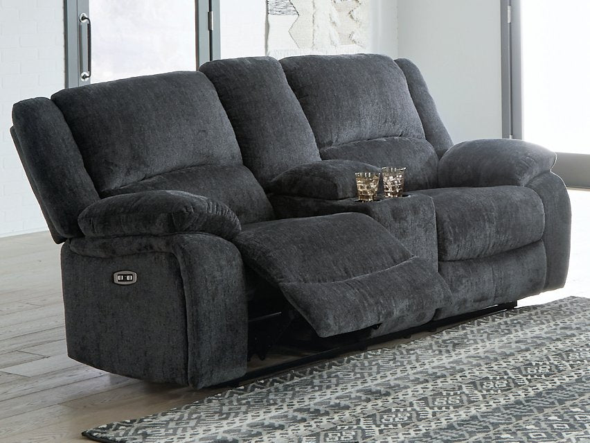 Draycoll Power Reclining Loveseat with Console - Dow Furniture (ME)