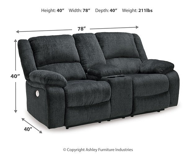 Draycoll Power Reclining Loveseat with Console - Dow Furniture (ME)