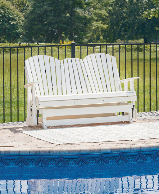 Hyland wave Outdoor Glider Loveseat - Dow Furniture (ME)