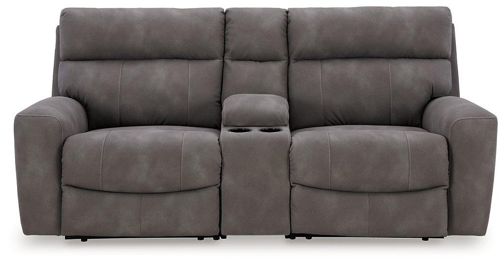 Next-Gen DuraPella Power Reclining Sectional Loveseat with Console - Dow Furniture (ME)