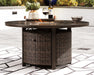 Paradise Trail Paradise Trail Fire Pit Table with 4 Nuvella Swivel Lounge Chairs - Dow Furniture (ME)