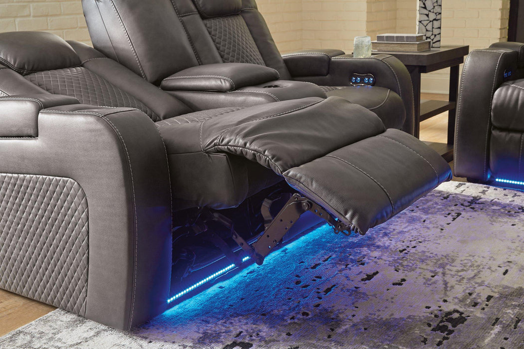 Fyne-Dyme Power Reclining Loveseat with Console - Dow Furniture (ME)