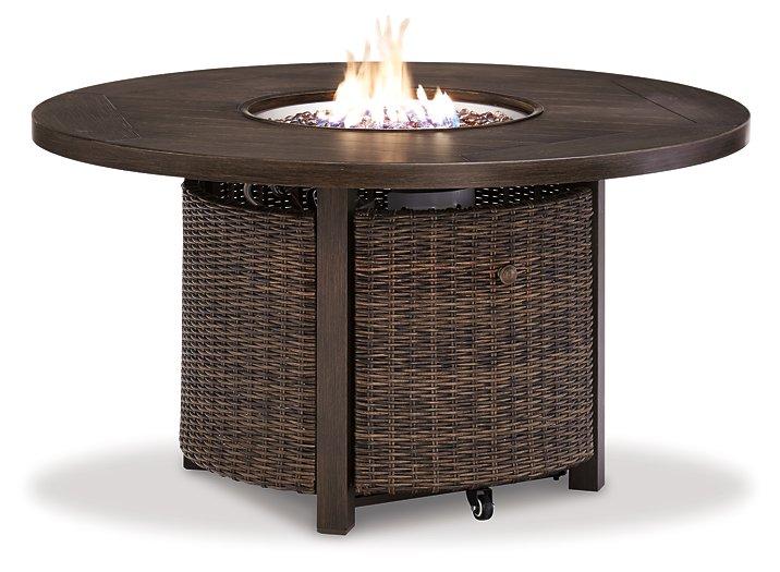 Paradise Trail Paradise Trail Fire Pit Table with 4 Nuvella Swivel Lounge Chairs - Dow Furniture (ME)