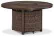 Paradise Trail Paradise Trail Fire Pit Table with 4 Nuvella Swivel Lounge Chairs - Dow Furniture (ME)