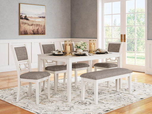 Erinberg Dining Table and 4 Chairs and Bench (Set of 6) - Dow Furniture (ME)