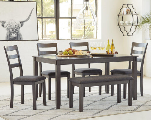 Bridson Dining Table and Chairs with Bench (Set of 6) - Dow Furniture (ME)