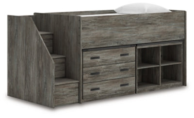 Frandern Loft Bed with Bookcase and Drawer Storage - Dow Furniture (ME)