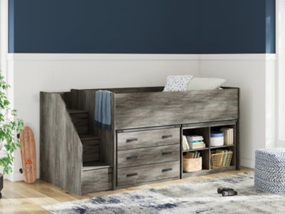 Frandern Loft Bed with Bookcase and Drawer Storage - Dow Furniture (ME)