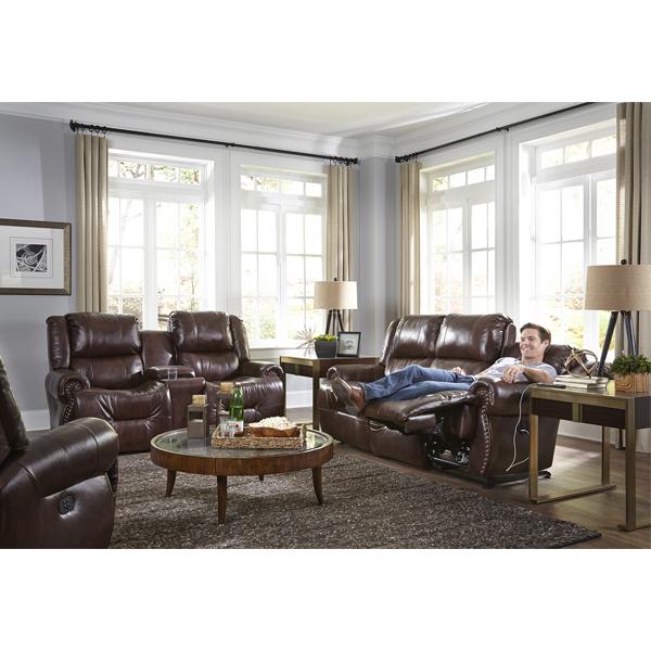 GENET COLLECTION LEATHER RECLINING SOFA W/ FOLD DOWN TABLE- S960CA4 - Dow Furniture (ME)
