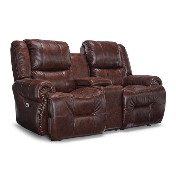 GENET LOVESEAT LEATHER POWER HEAD TILT SPACE SAVER CONSOLE LOVESEAT - L960CY4