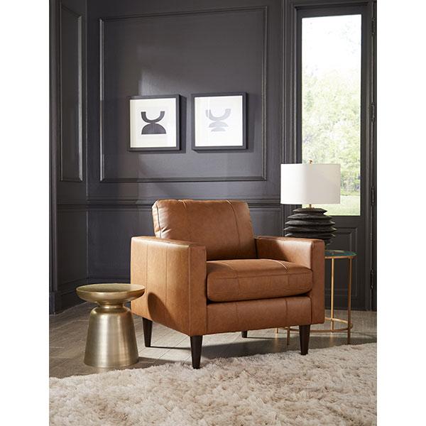 TRAFTON LEATHER CLUB CHAIR- C10BGLU - Dow Furniture (ME)