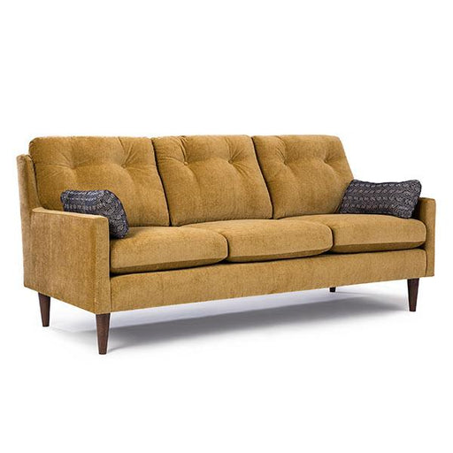 TREVIN COLLECTION LEATHER STATIONARY SOFA W/2 PILLOWS- S38RLU - Dow Furniture (ME)