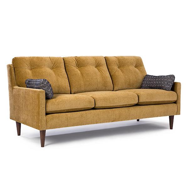 TREVIN COLLECTION LEATHER STATIONARY SOFA W/2 PILLOWS- S38BNLU