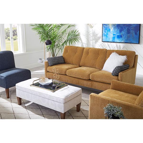 TREVIN COLLECTION LEATHER STATIONARY SOFA W/2 PILLOWS- S38DWLU - Dow Furniture (ME)