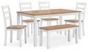 Gesthaven Dining Table with 4 Chairs and Bench (Set of 6) - Dow Furniture (ME)