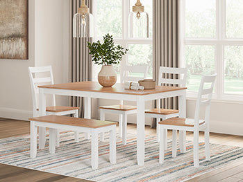 Gesthaven Dining Table with 4 Chairs and Bench (Set of 6) - Dow Furniture (ME)