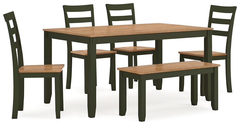 Gesthaven Dining Table with 4 Chairs and Bench (Set of 6) - Dow Furniture (ME)