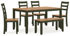Gesthaven Dining Table with 4 Chairs and Bench (Set of 6) - Dow Furniture (ME)