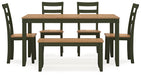 Gesthaven Dining Table with 4 Chairs and Bench (Set of 6) - Dow Furniture (ME)