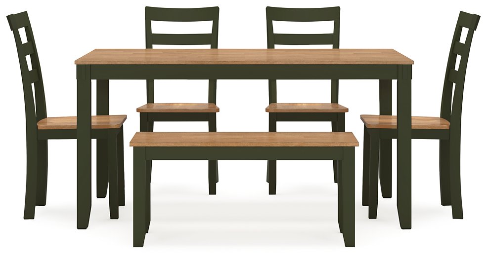 Gesthaven Dining Table with 4 Chairs and Bench (Set of 6) - Dow Furniture (ME)