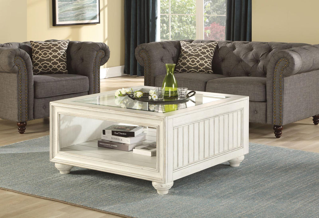 Flexsteel Harmony Square Cocktail Table with Casters in White