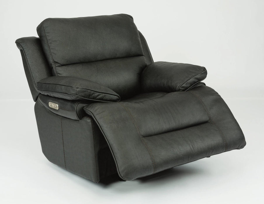 Flexsteel Latitudes Apollo Leather Power Gliding Recliner with Power Headrest in Black