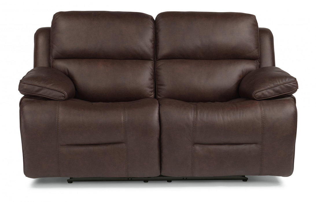 Flexsteel Latitudes Apollo Leather Power Reclining Loveseat w/Power Headrests in Brown image